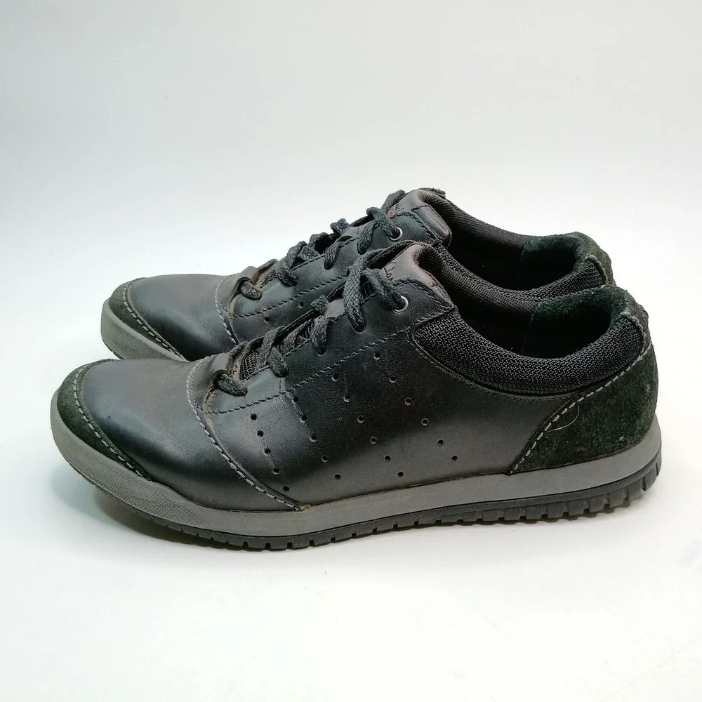 Clarks Oxford Sneakers Men Size 9.5 Black Leather Suede Lace Up 62003